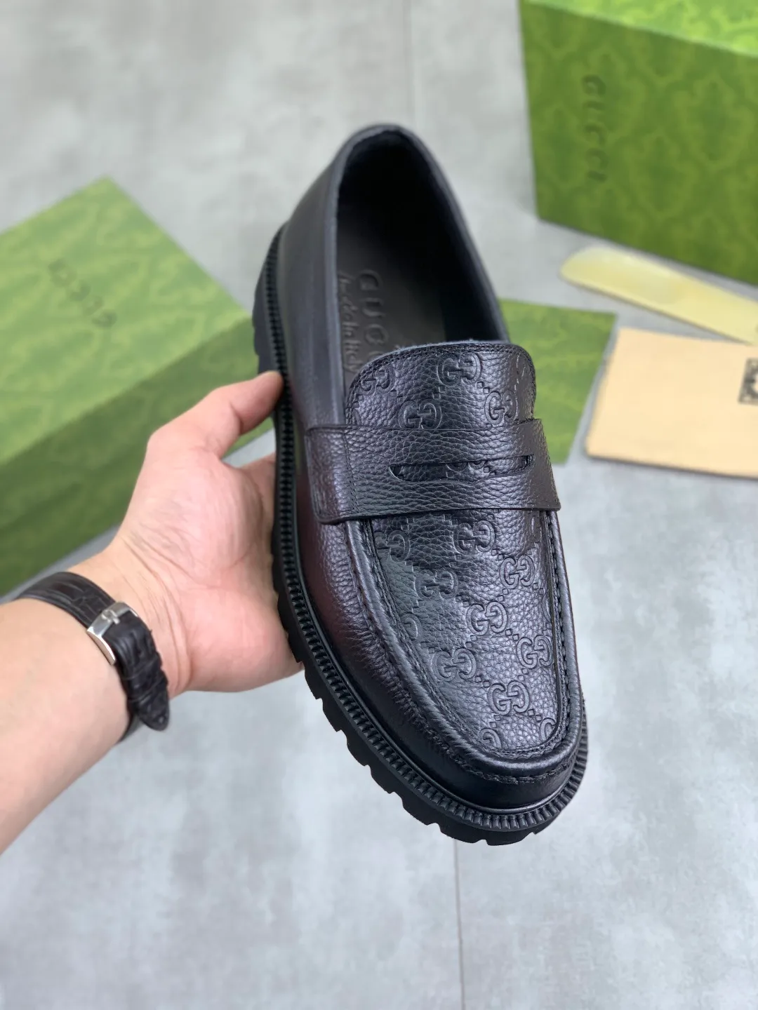Men's shoes P580💰【New style】🆘Water dyed cowhide lining (GUCCI) Gucci business leather shoes, made of original imported Italian 🇮🇹 open-edge beaded calfskin, fully water-dyed cowhide lining, carefully handmade by professional shoemakers, the original version is specially designed for wear-resistant and lightweight foam outsole. Standard code: 38-45 5️⃣color🉑️select